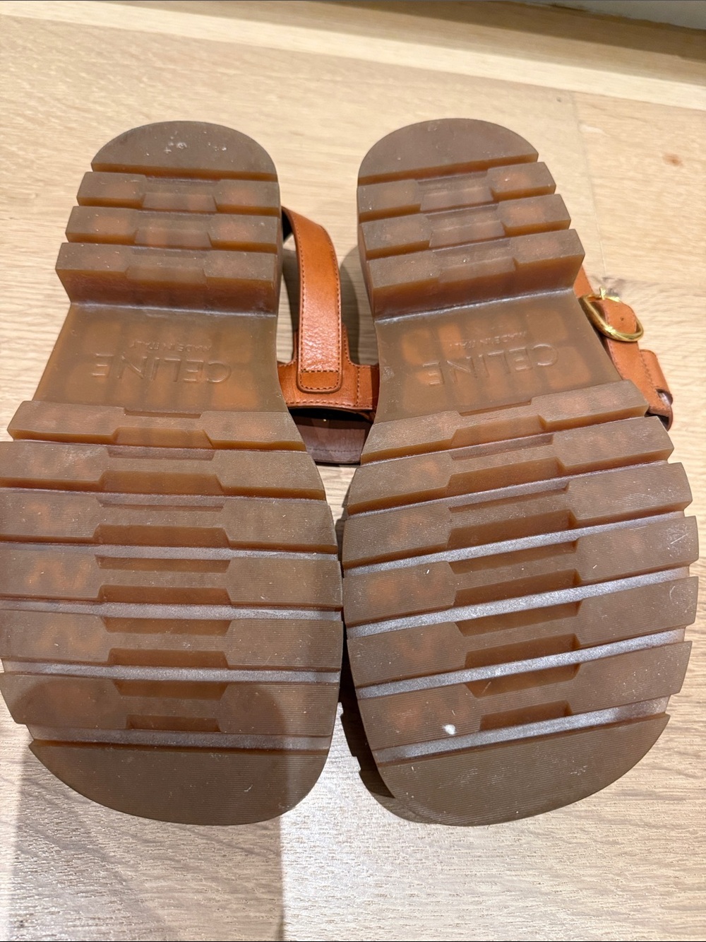 celine triomphe brown sandal 37 fits 7.5/8 - Picture 5 of 7